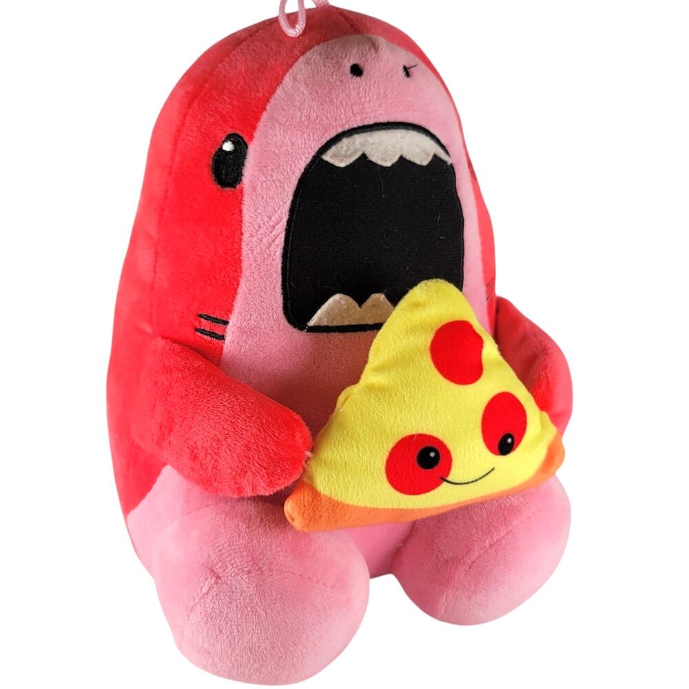 Pink Dino Plush 10" Stuffed Animal Holding Pizza Slice, Peek-A-Boo Toys Stuffy